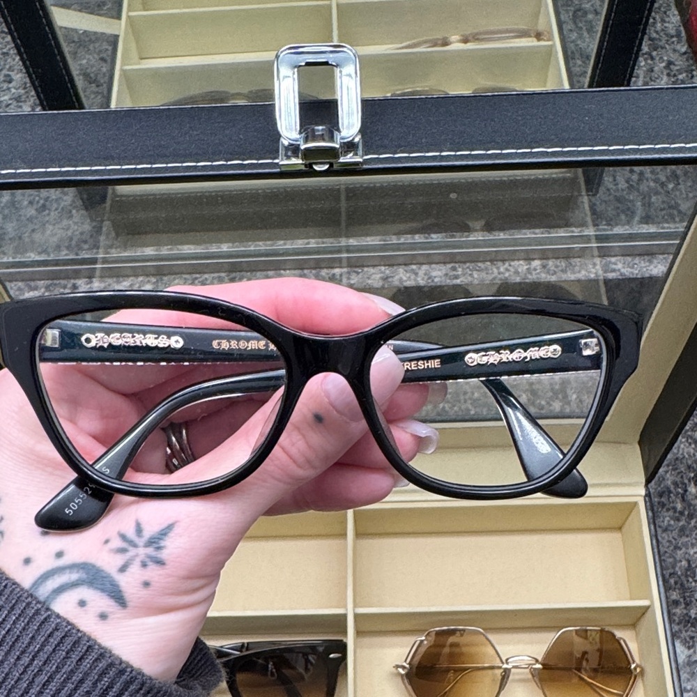 Chrome Hearts Black and Silver Freshie Cateye glasses